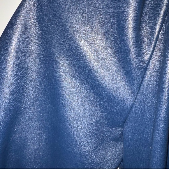 Ann Taylor | Faux Leather Navy Button Down Dress - Picture 3 of 5